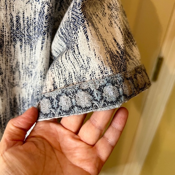 NWOT Men's Robert Graham Navy White Abstract Wave S/S Button Front Shirt XXL 2XL - Picture 5 of 6